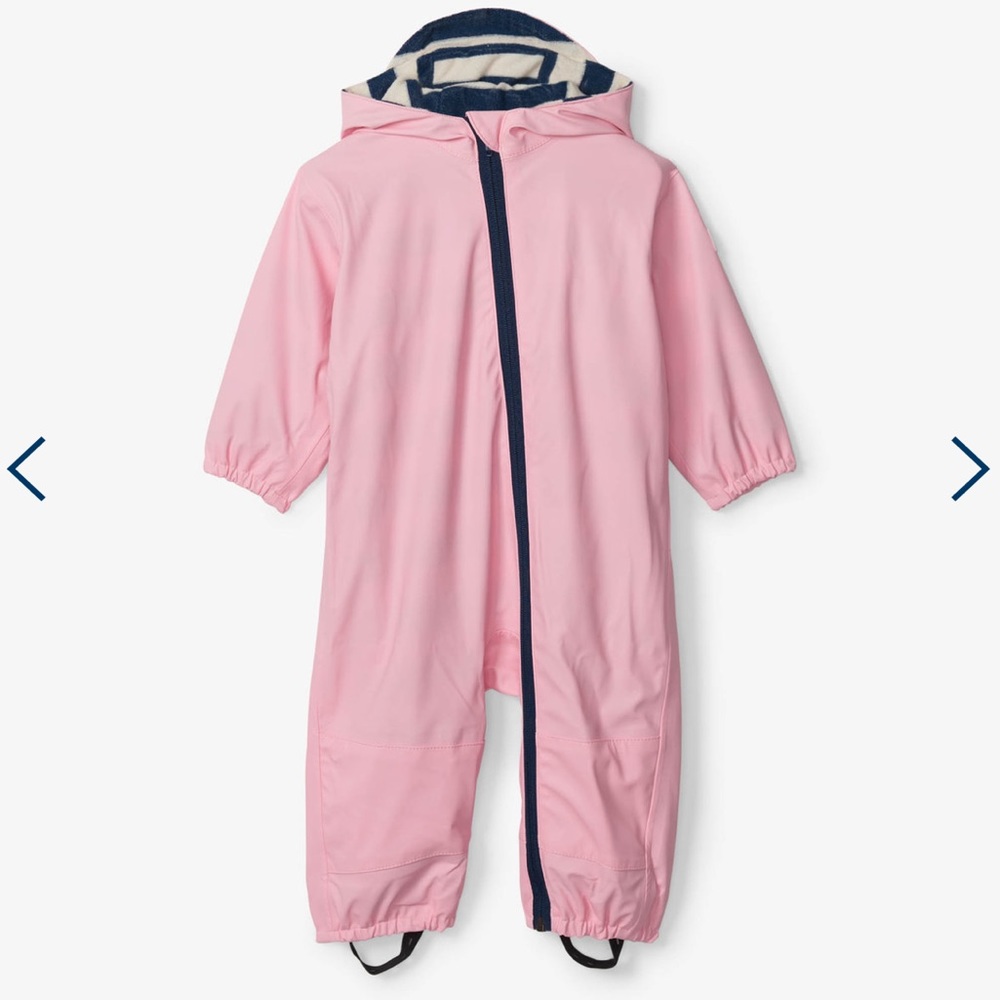Hatley Pink Terry Lined Baby Rain Suit
